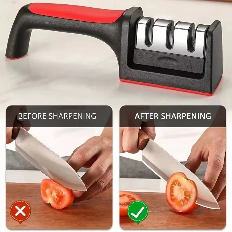 Aiguiseur de couteaux manuel - Outil de cuisine avec fentes d'affûtage multi-étapes