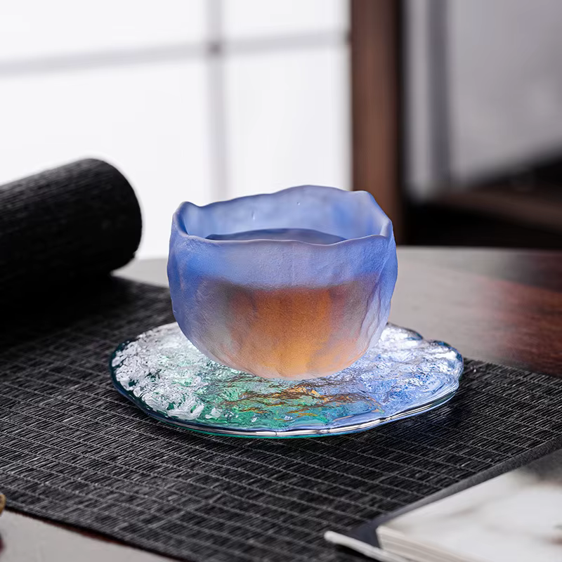 Glacier de style japonais bleu-vert marée nationale vent petite tasse à thé
