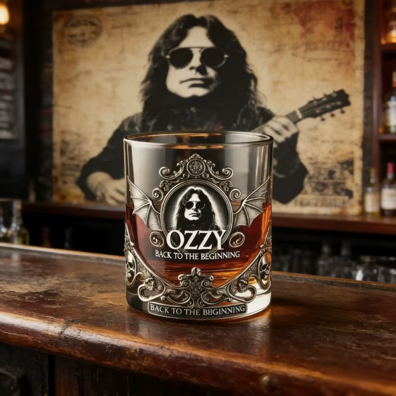 Verre à whisky sur le thème de la musique rock d'Ozzy Osbourne