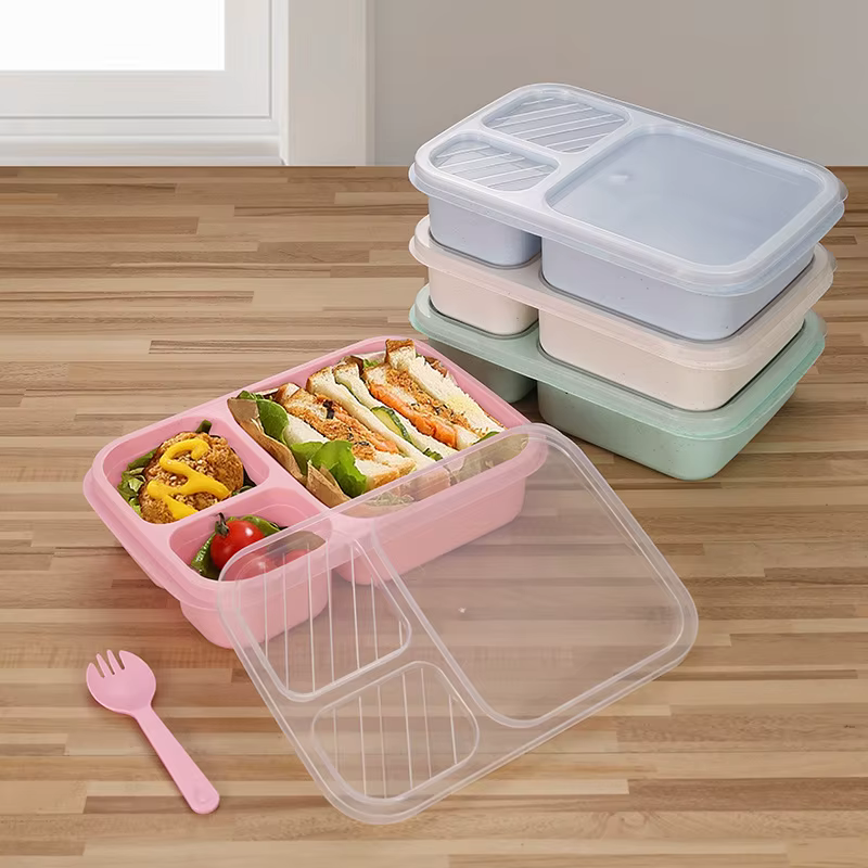 Boîte à déjeuner Bento pour enfant avec couvercles et fourchettes