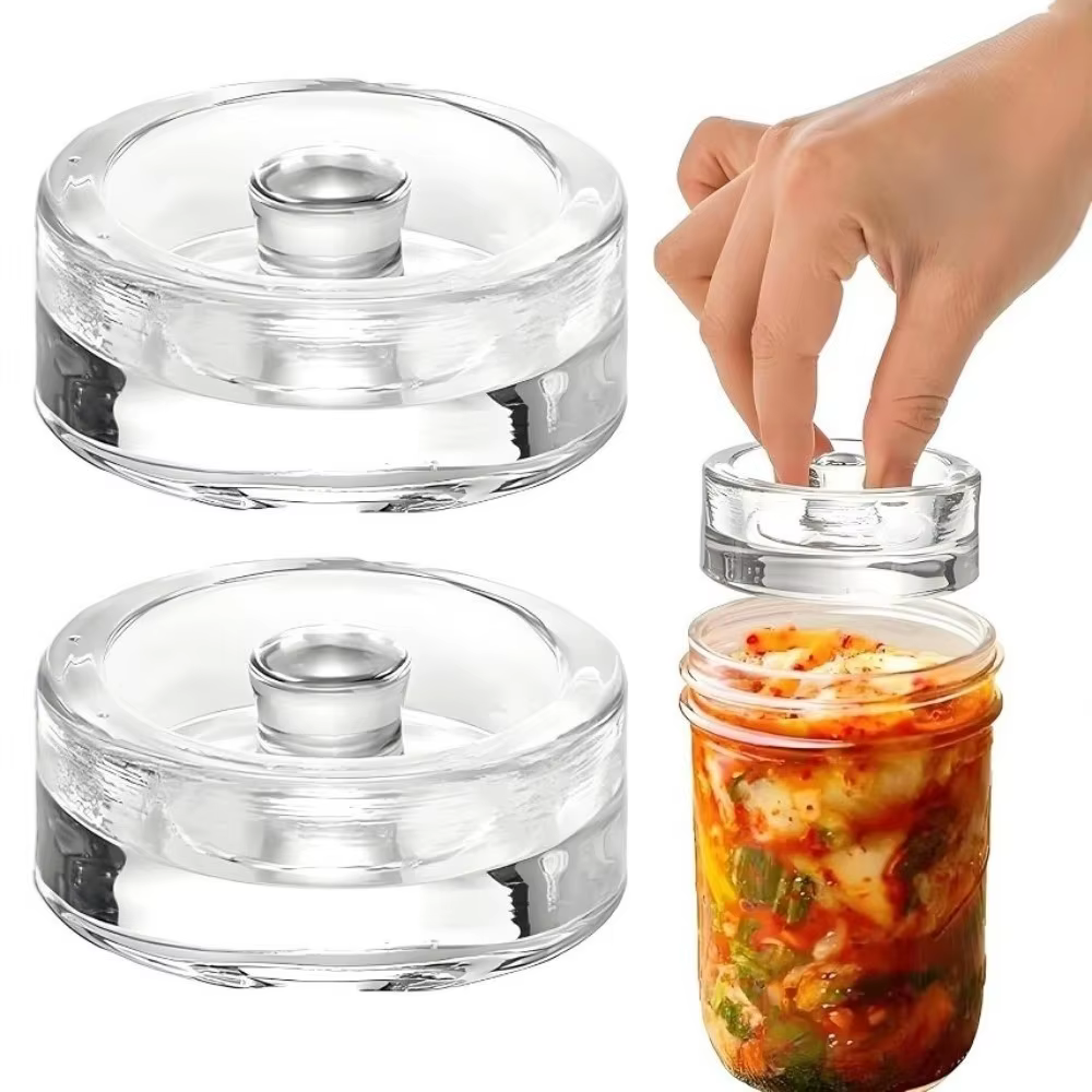 1/2/4 Pièces Poids de Fermentation en Verre Transparent avec Poignée pour Bocaux à Large Ouverture et Couvercles