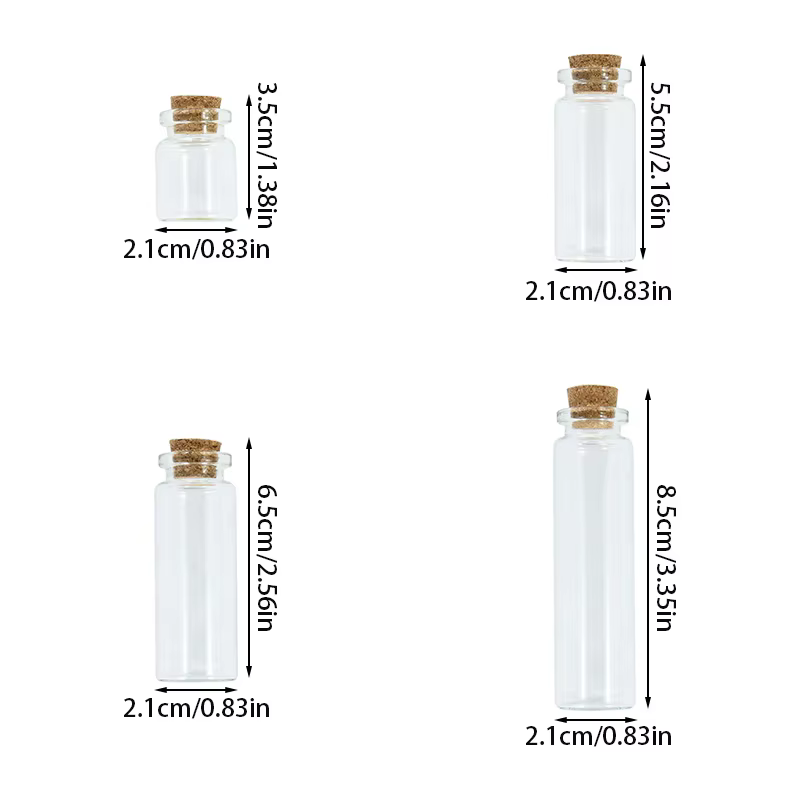 Lot de 5 mini-bocaux en verre transparent