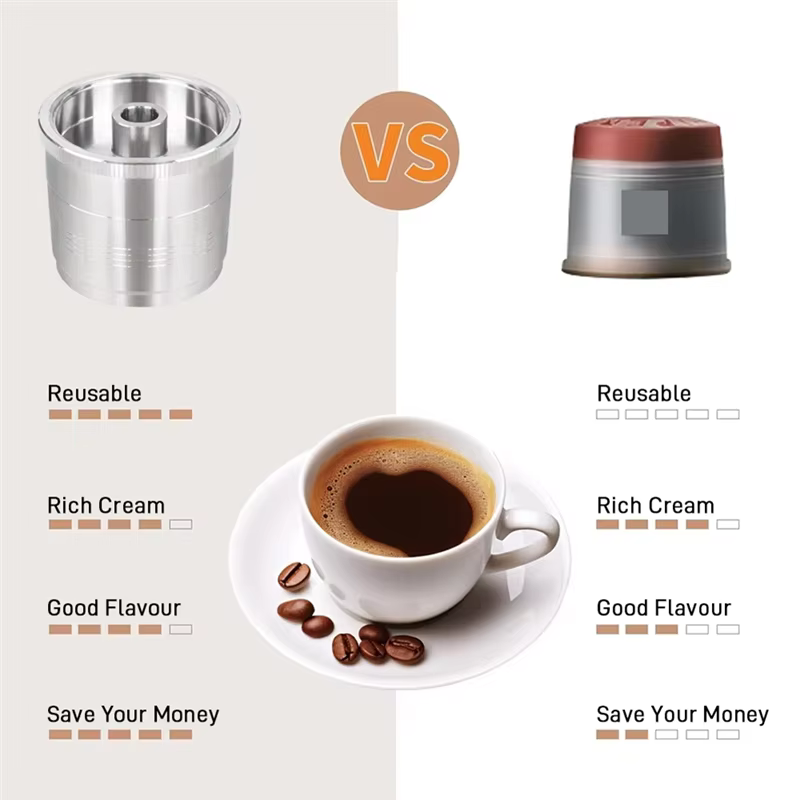 Capsule de café réutilisable en acier inoxydable pour dosette