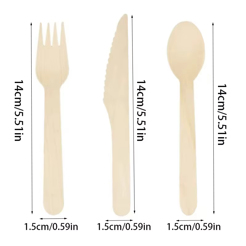 Fourcommuniste et Cuillères en Bois de Poulet, Accessoire Opaque, Convient pour les Fêtes, Camping, Banquets, Mariages, Pique-niques, 50 Pièces