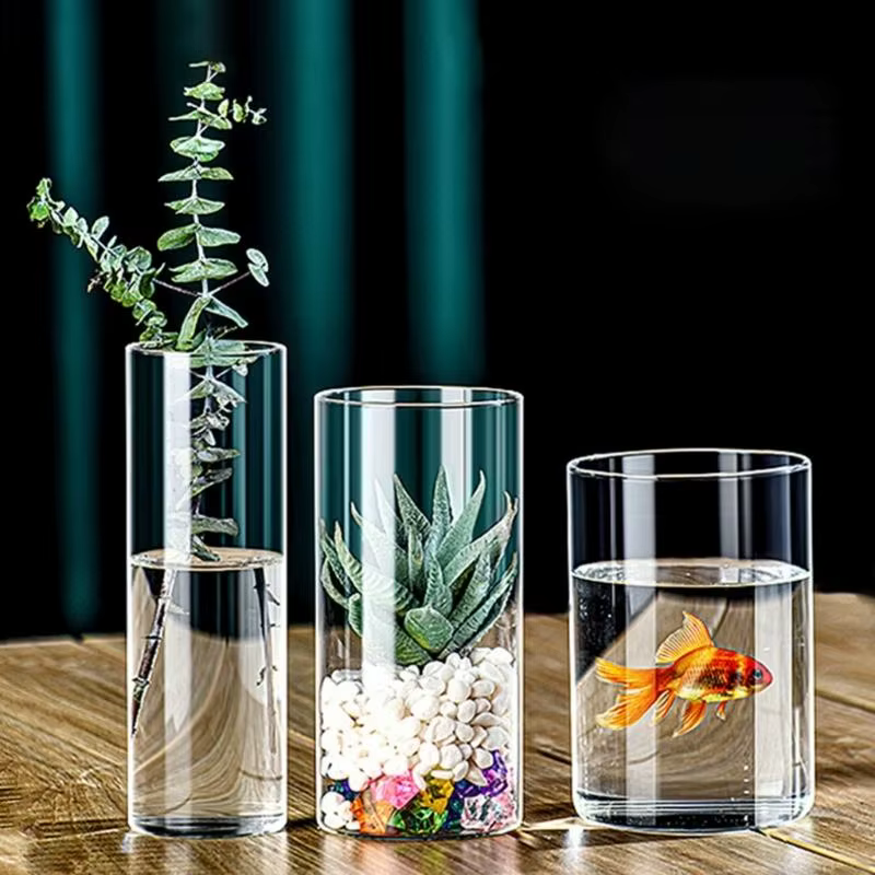 Bougeoir en verre contemporain cylindres