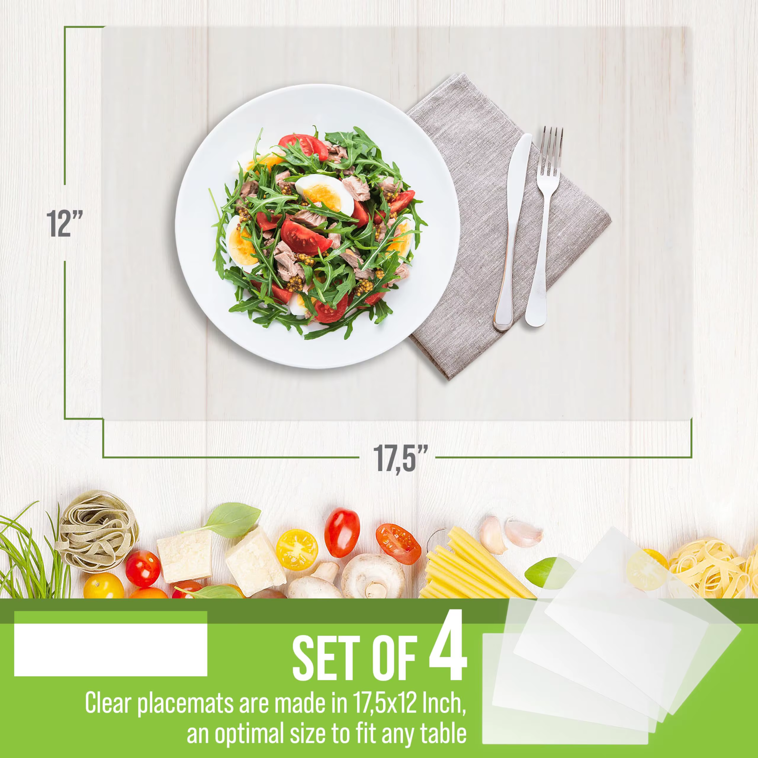 Lot de 4 sets de table en plastique résistants à la chaleur et lavables