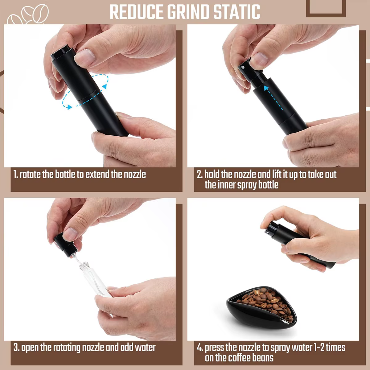 Kit tasse doseuse de grains de café et flacon pulvérisateur – Plateau en céramique