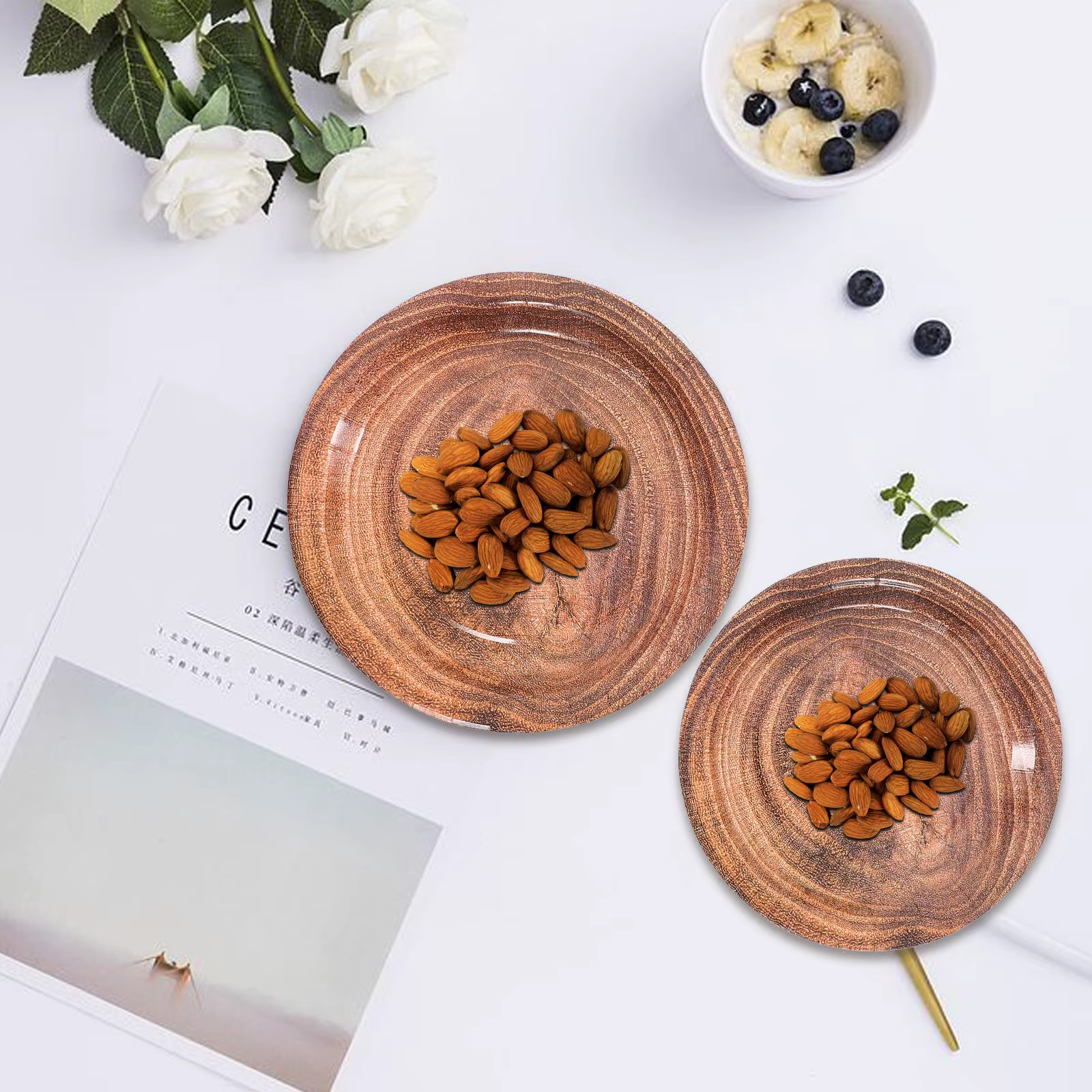 Assiettes en papier à Grain de bois