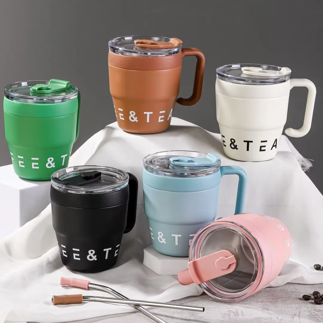 Tasse à café avec paille en acier inoxydable