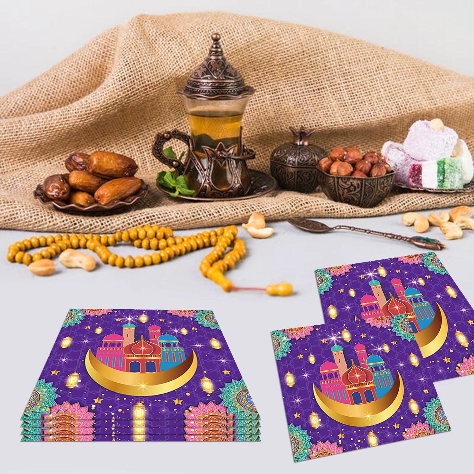 Eid Ramadan Mubarak fête vaisselle jetable ensembles islamique musulman Eid-ul-fitr lune étoile Festival