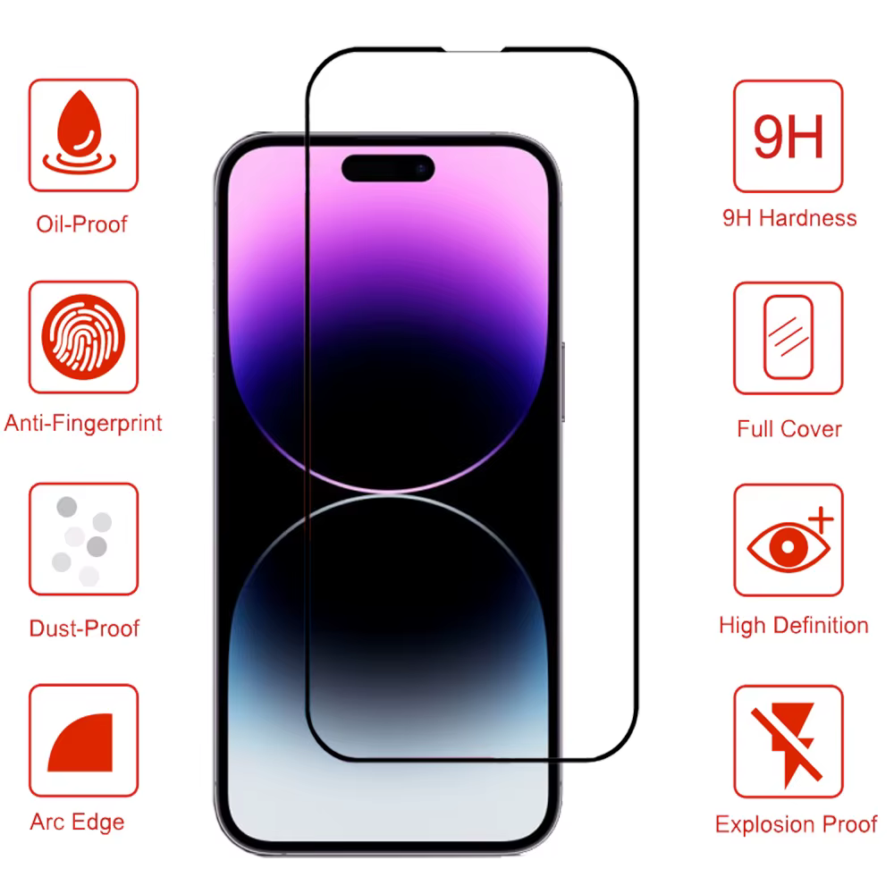 3 pièces de verre trempé pour iPhone 18 17 16 15 14 13 12 11 Pro Max Protecteur d'écran pour iPhone 17e 16e 12 13 Mini Verre Bordure noire