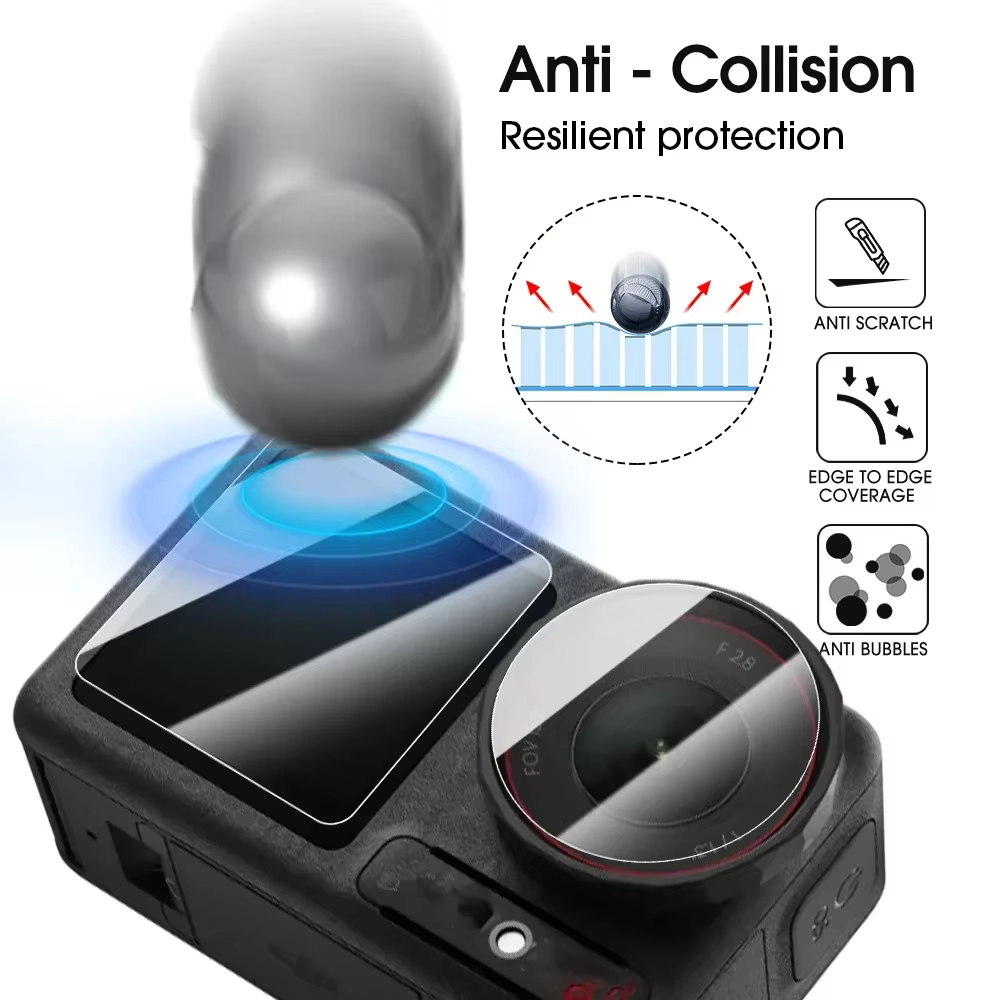 Protecteur d'écran HD pour DJI Osmo Action 6 5 4 3 Action 5 Pro, Film de protection d'objectif de caméra en verre trempé Ultra-clair, accessoires