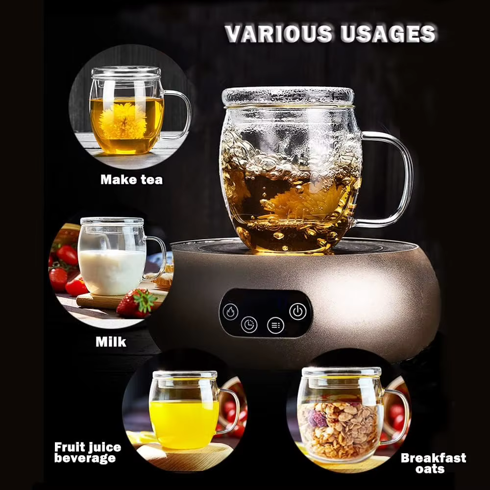 Tasse à thé en verre avec infuseur et couvercle 11oz/350ml
