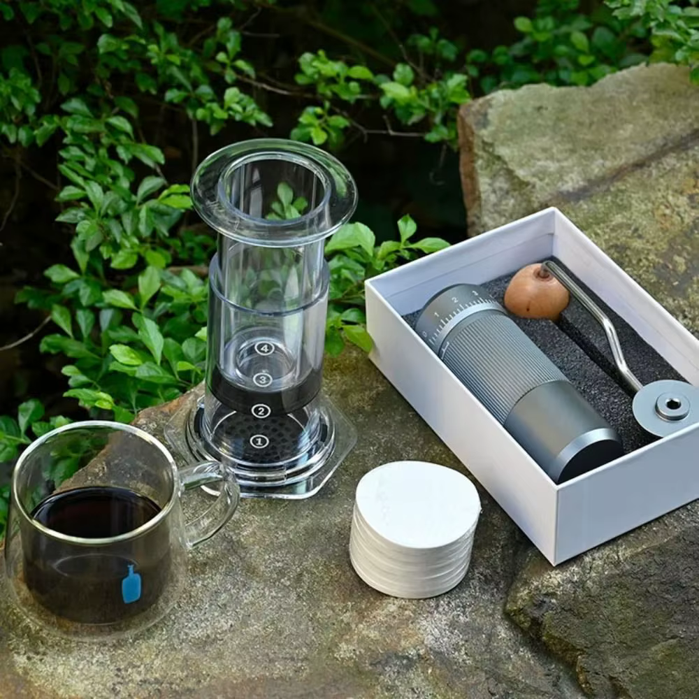 Partager Pot Portable bouilloire à café Transparent Style français presse cafetière anti-dérapant léger main Verser