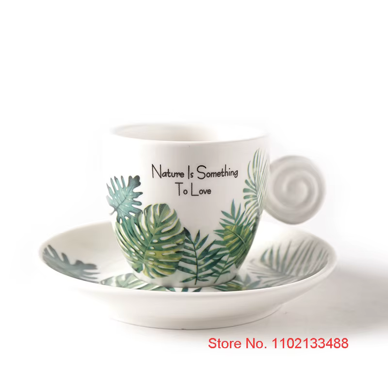 Ensemble tasse à café et soucoupe en céramique de 90ml