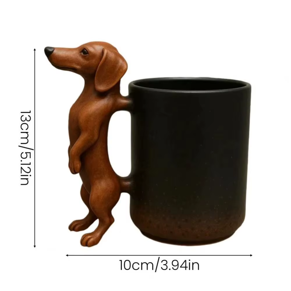 Tasse à café teckel avec poignée