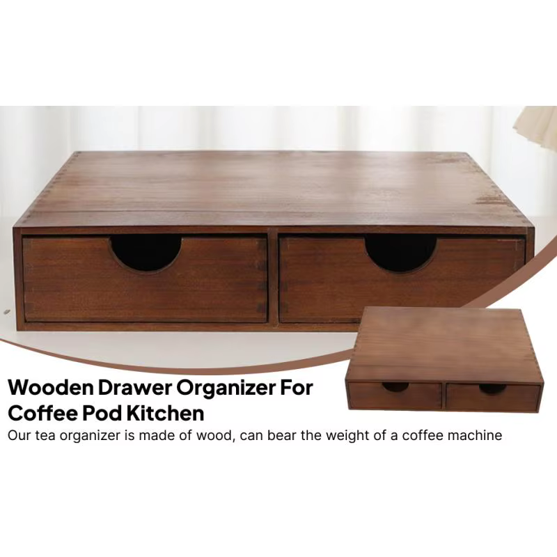 Tiroir de rangement pour capsules de café en bois