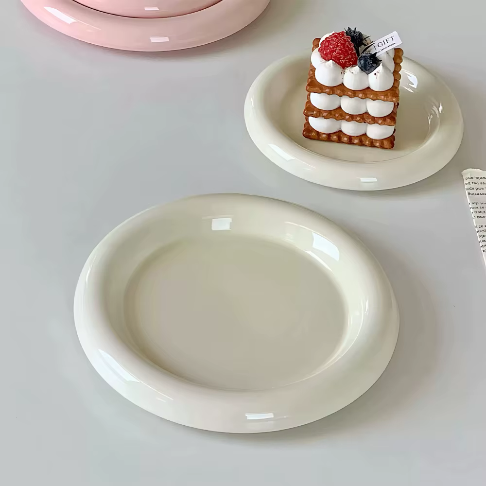 Assiette ronde créative en céramique de Style coréen