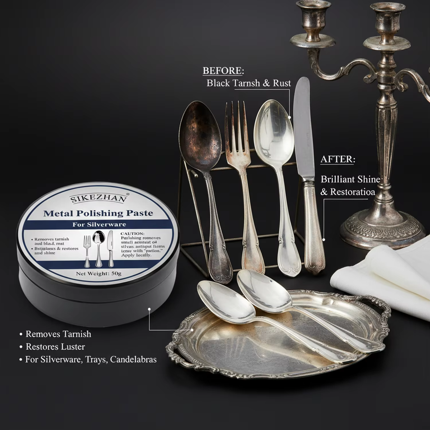 Pâte de polissage pour argent – Dissolvant de ternissement pour couverts