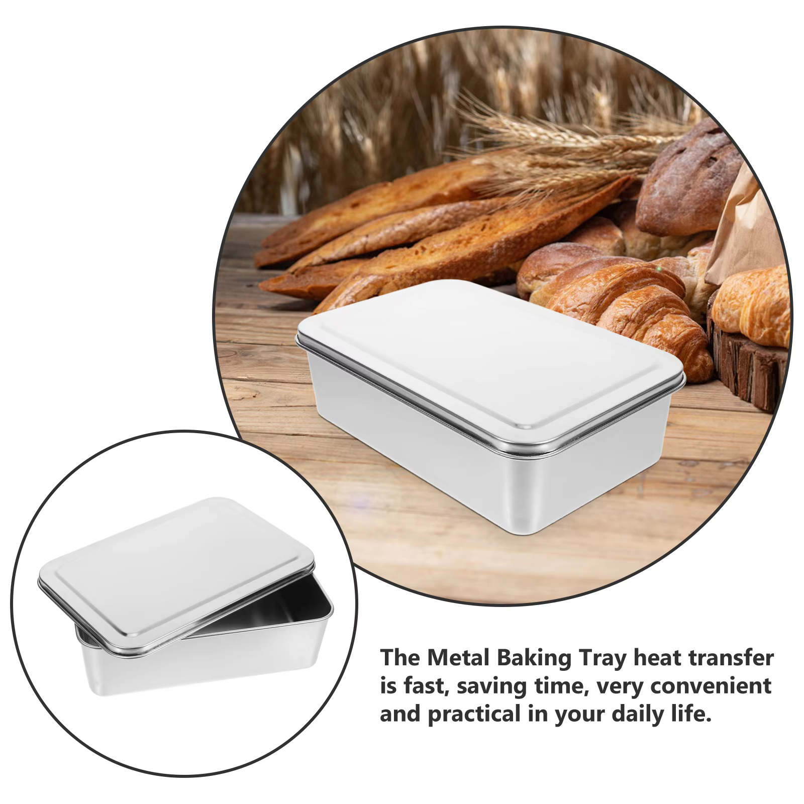 Plateau de cuisson rectangulaire en acier inoxydable