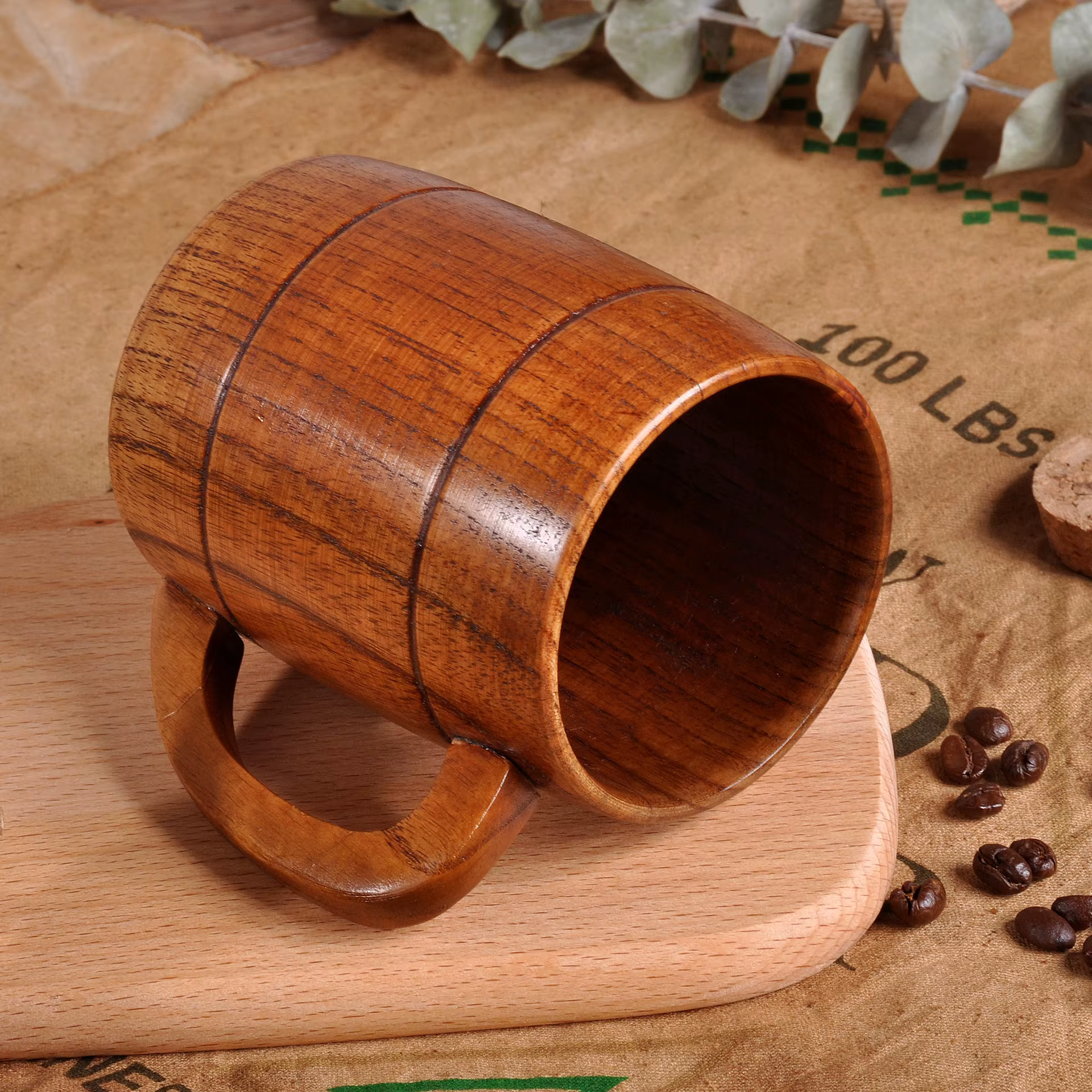 Tasse à café en bois artisanale de 320ml