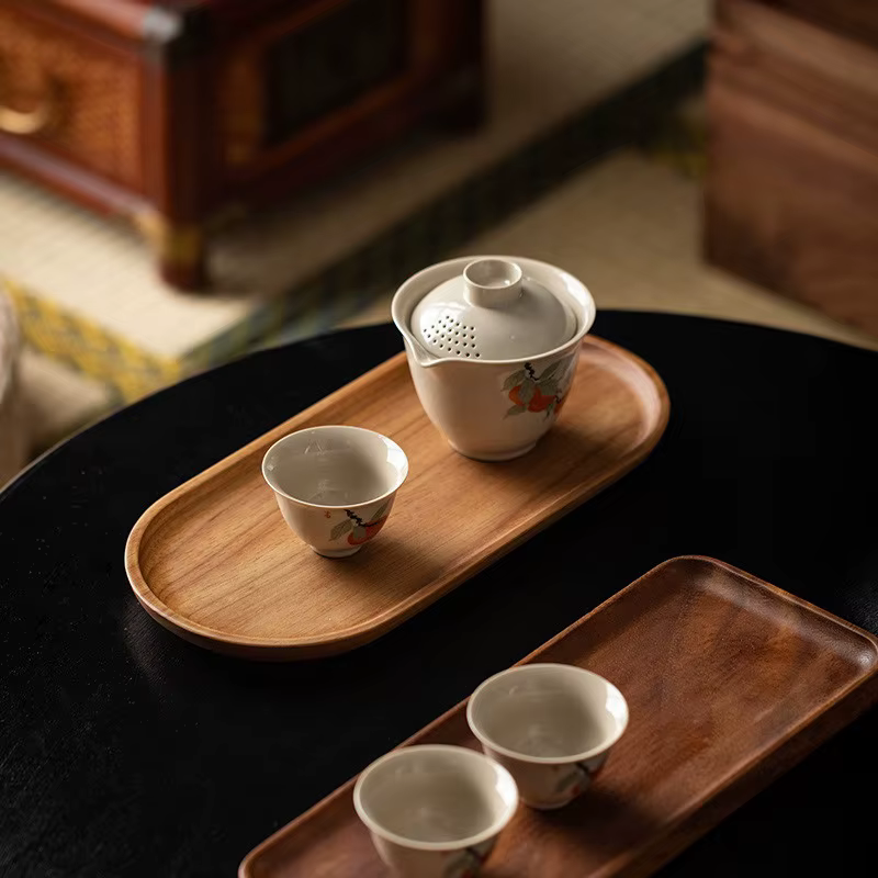 Vaisselle japonaise assiette en bois hêtre plateau ovale Mini assiette en bois massif assiette en bois entière pour enfants assiette en bois