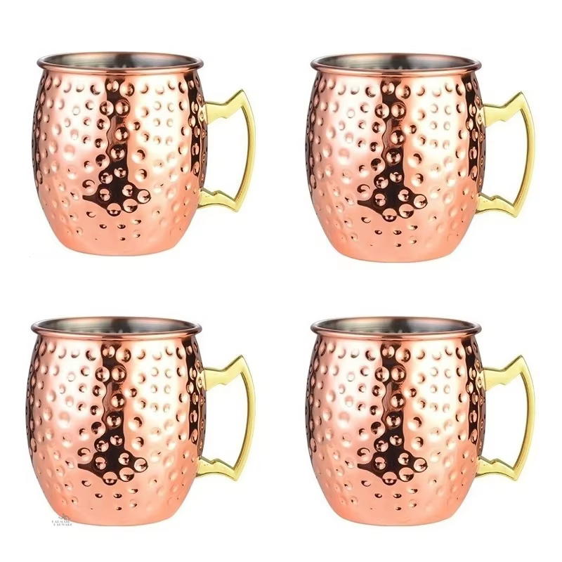4 pièces 550ml martelé cuivre plaqué moscou Mule tasse Cocktail bière café