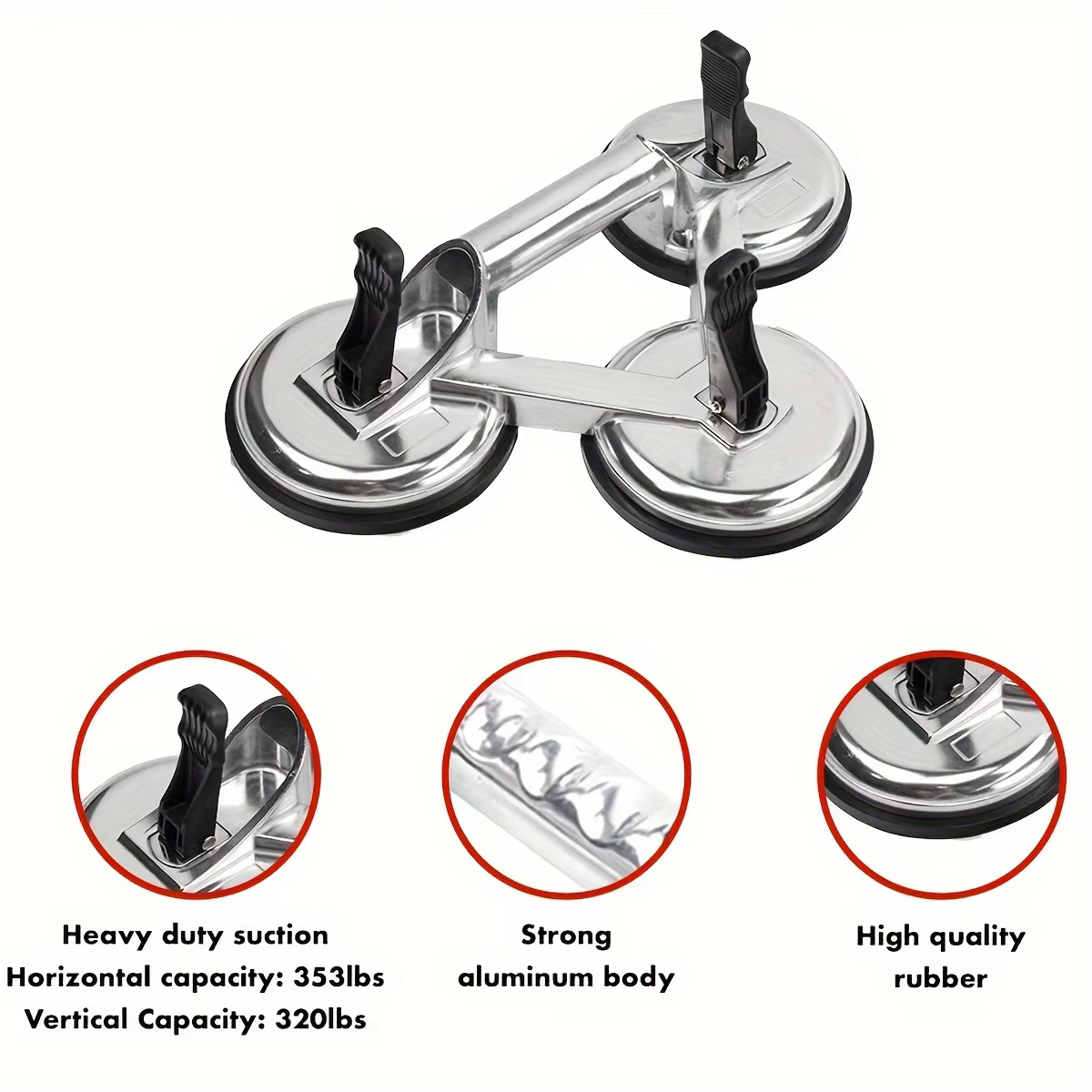 Ventouse en verre, utilisée pour soulever le verre/les pare-brise de voiture, ventouse à vide en aluminium robuste/support de levage/kit d'extraction de bosses