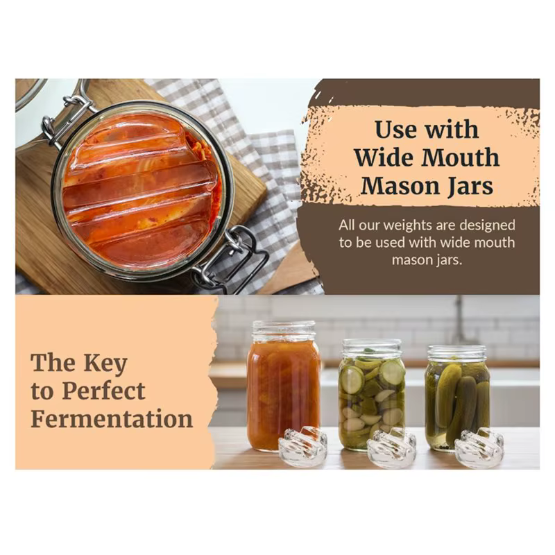 BSEVB - Poids de fermentation en verre (4 pièces) - Pour bocaux Mason à large ouverture - Parfaits pour la fabrication