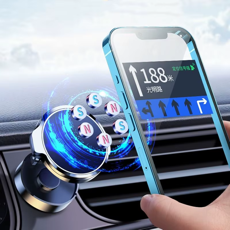 Support magnétique rond pliant pour voiture, Support de téléphone portable rotatif à 360 degrés, Support magnétique puissant pour iPhone Samsung