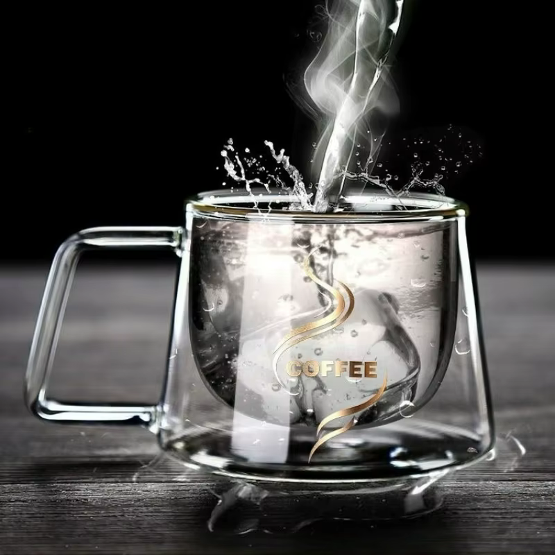 Tasse à café en verre à Double paroi résistante à la chaleur de 200ml