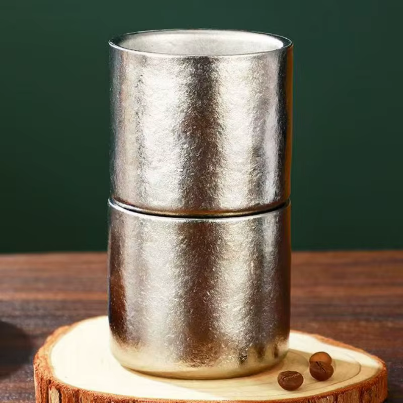 Mug à café mini en titane pur à double paroi