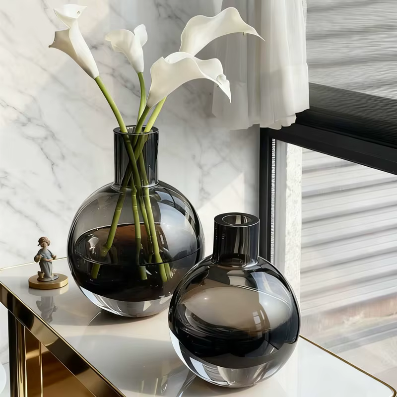 Vase en verre transparent, cercle géométrique, boule ronde, vase à fleurs, terrarium, accessoires pour arrangement floral, décoration de la maison