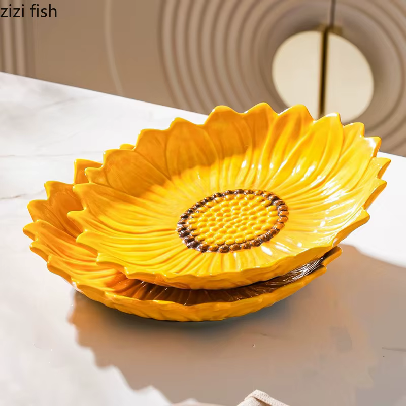 Assiette en céramique tournesol