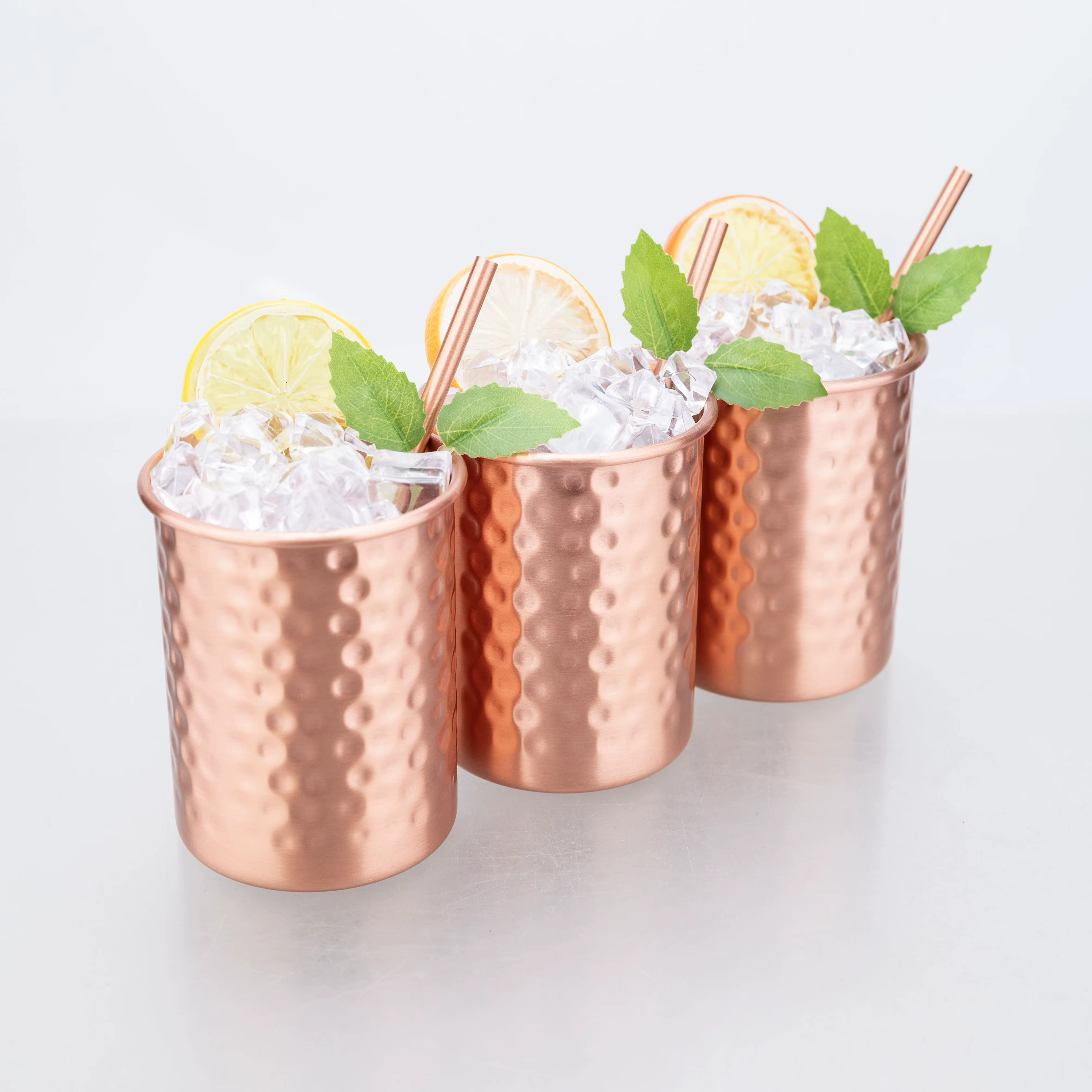 Tasses à Moscow Mule en cuivre 100% pur de 400 ml avec paille