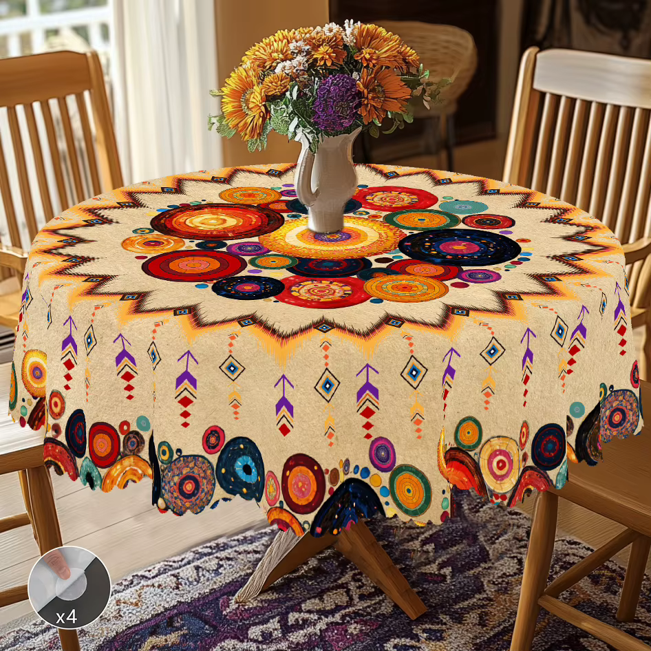 1 pièce de nappe imprimée sur le thème de la ferme rétro bohème