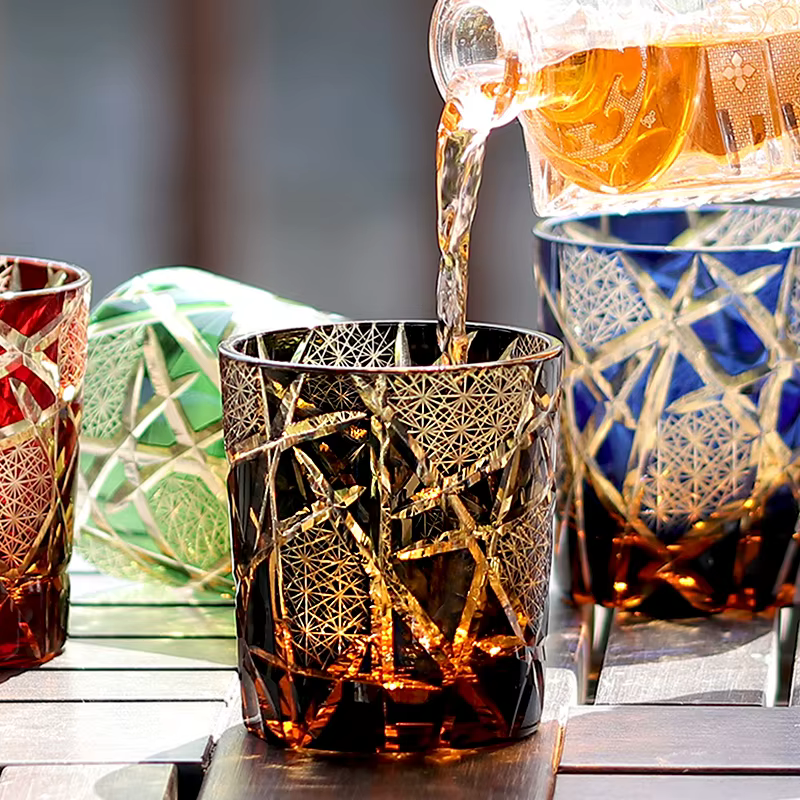 Edo Kiriko-Verre à boire en cristal à l'ancienne