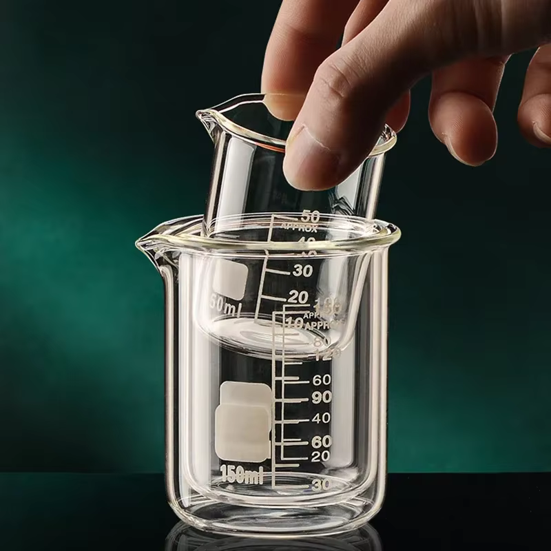Tasse à mesurer transparente en verre à haute teneur en Borosilicate