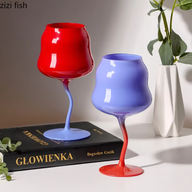 Tasse en verre à pieds hauts de Style crème