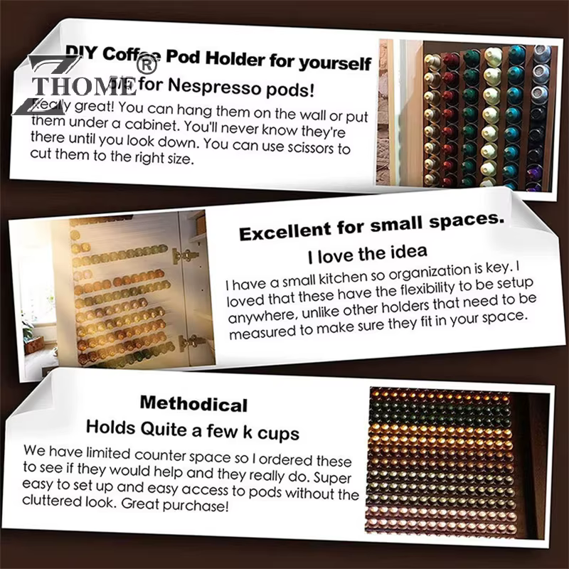 Bandes de rangement pour dosettes de café