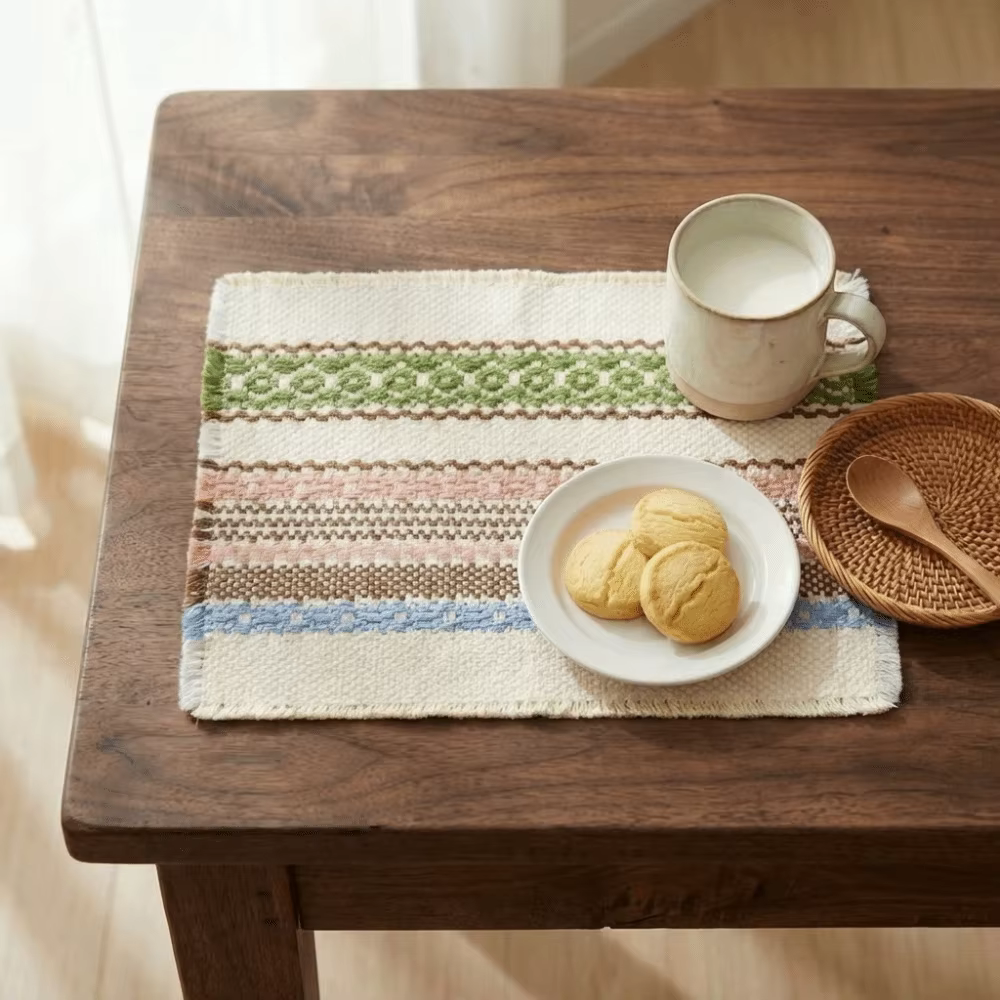 Sets de table en coton et lin tissé résistants à l'usure