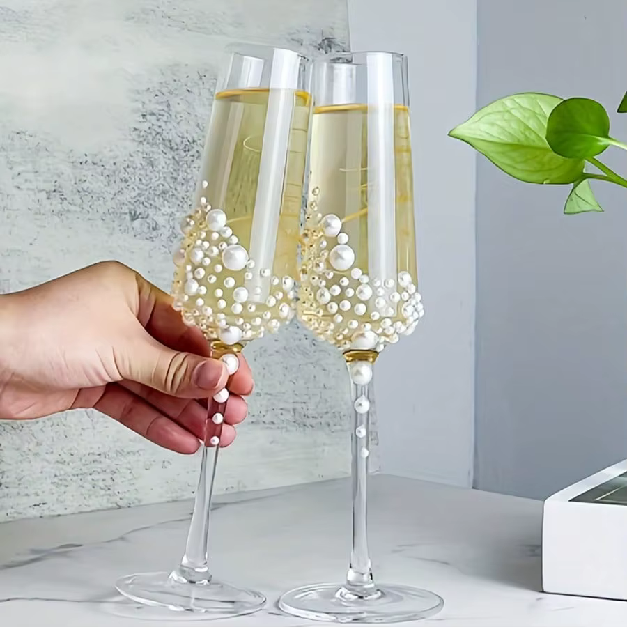 Verres en perles de cristal élégants pour Champagne