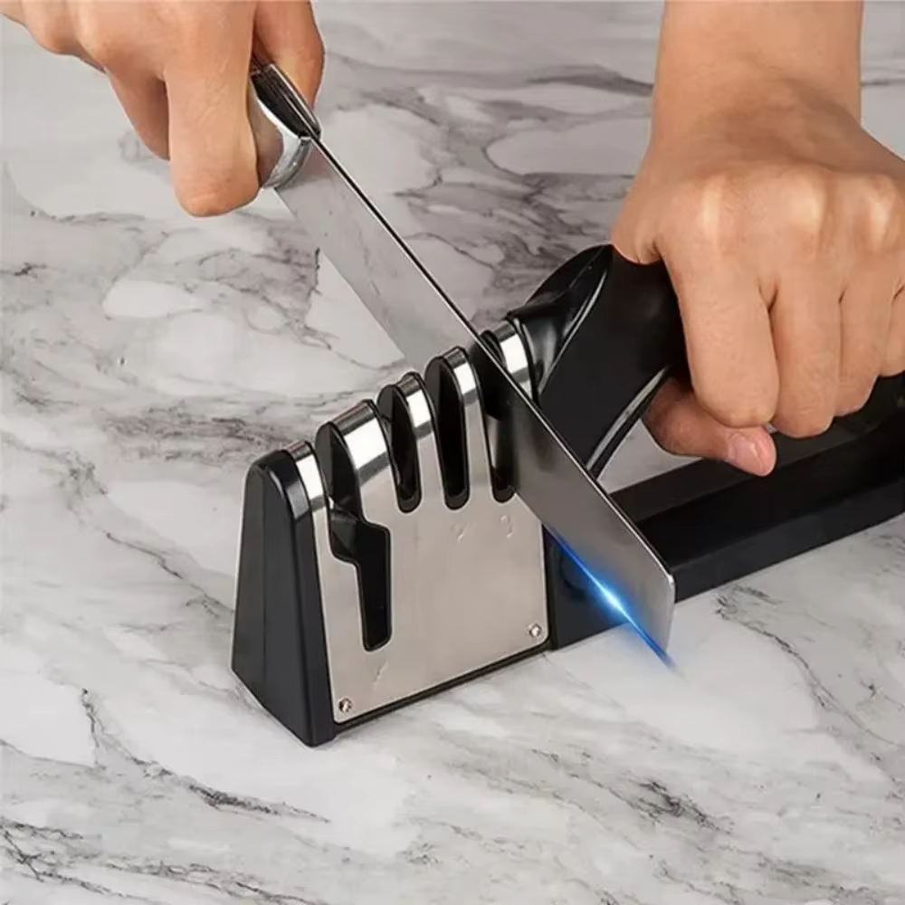 Aiguiseur de couteaux de cuisine à 4 segments, multifonctionnel, portable, base antidérapante, accessoires de cuisine pour la maison