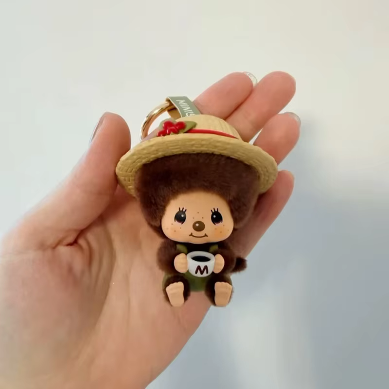 Nouvelle collection originale en stock : Figurine Monchhichi mignonne de la série Ferme du Café, boîte mystère à visage changeant, pendentif, ornement de bureau, jouets, cadeaux