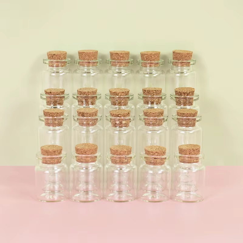 Lot de 5 mini-bocaux en verre transparent