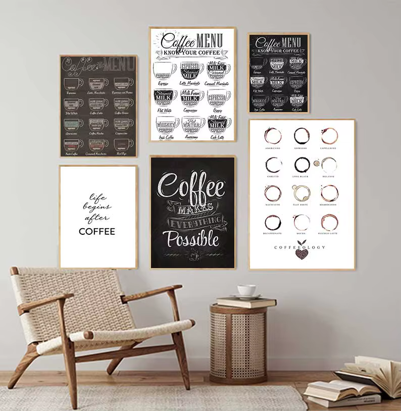 Affiche murale avec Menu de café nordique