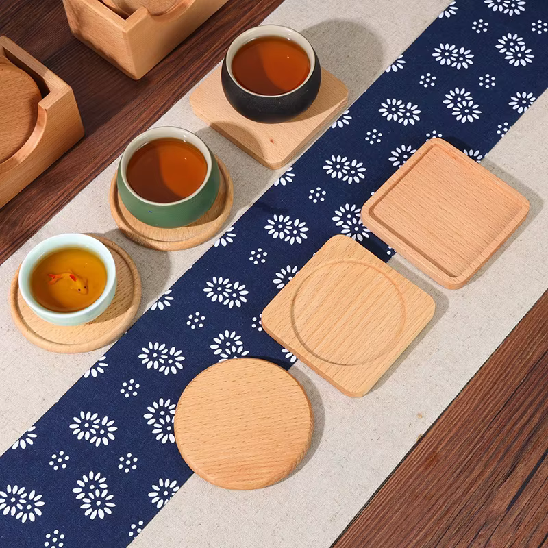 Sous-verres en bois pour thé et café, supports de tasses à boissons