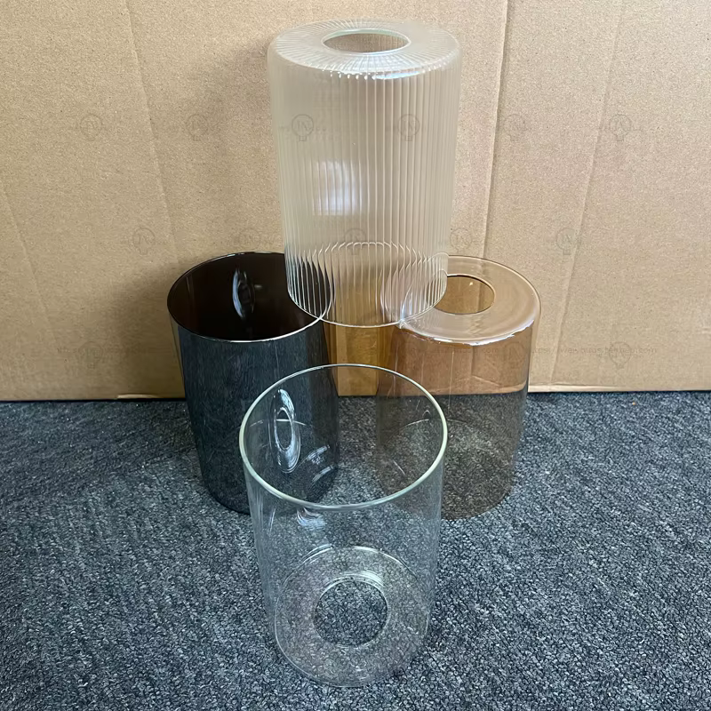 Abat-jour cylindrique en verre transparent/ambre/gris fumée E27/E26 remplace les lampes suspendues, les appliques murales et les lampes de vanité