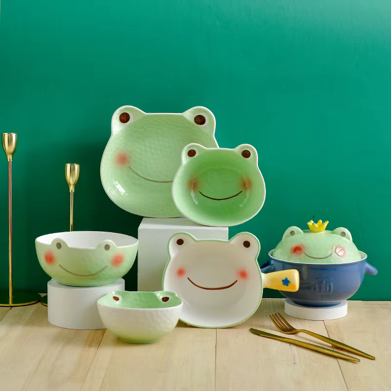 Ensemble de bols et assiettes en céramique de dessin animé japonais pour enfants