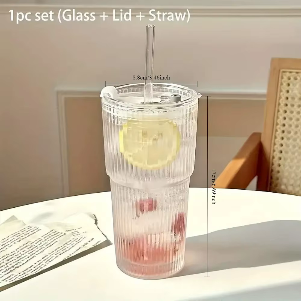 Tasse en verre à rayures de 600ml